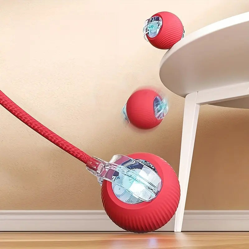 Interactive USB Rechargeable Cat Toy Ball with Colorful Lights - Automatic Fun for Indoor Kittens!