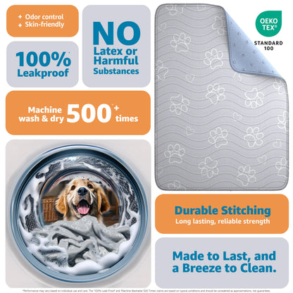 Improvia Washable Puppy Pads - Extra Absorbent & Leakproof Dog Training Pads - Waterproof & Quick Drying - Available in 4 Sizes for Ultimate Floor Protection