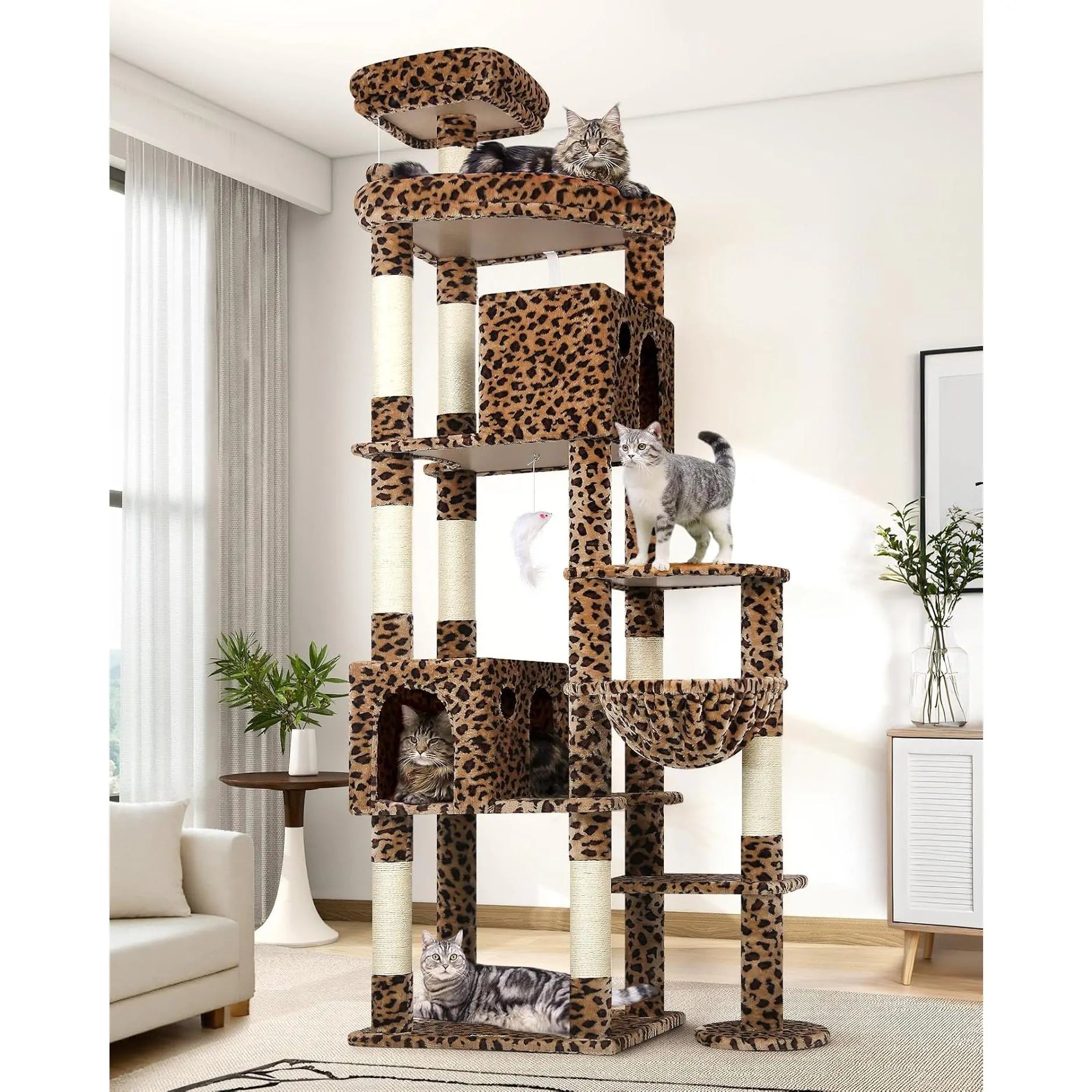 Ultimate XXL Cat Tree - 83 Inch Indoor Tower for Large Cats, Heavy Duty Design with 9 Posts - Dark Grey