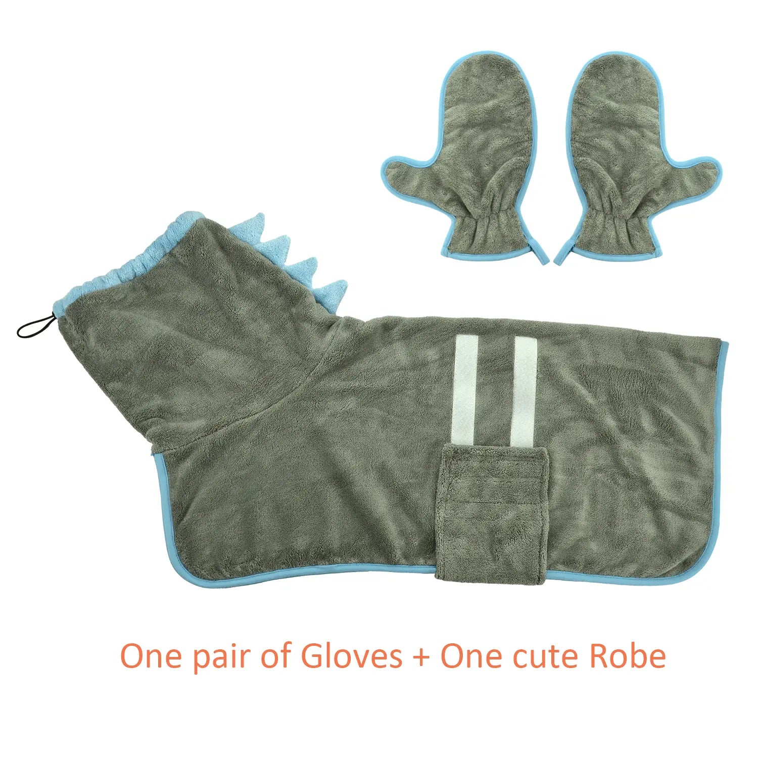 Quick-Dry Dog Bathrobe & Towel Set - Adjustable Microfiber Robe with Drying Gloves for Cozy Grooming & Beach Fun