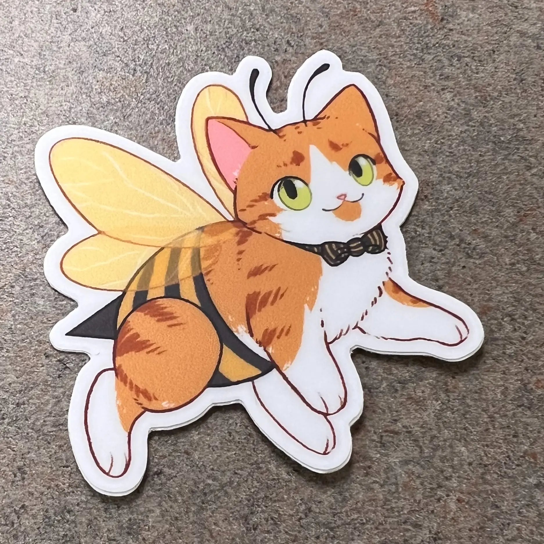 Adorable Orange Cat Bee Costume Sticker - Perfect for Cat Lovers!