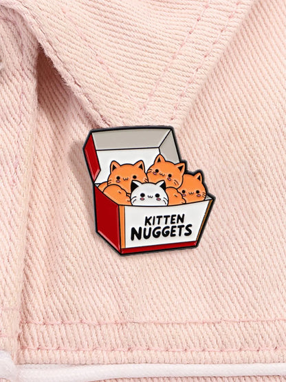 Adorable Kitten Nuggets Cat Food Box Badge - Perfect Gift for Cat Lovers and Trendy Pet Owners!