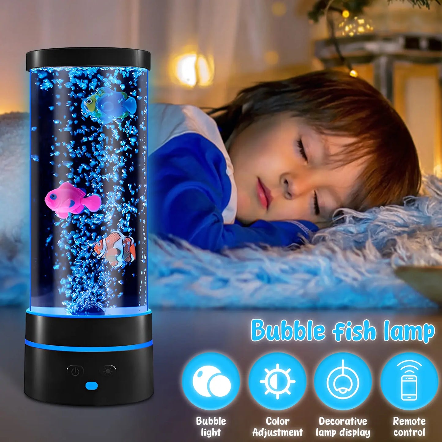 Colorful Bubble Fish Nightlight - Soothing Aquarium Lamp for Kids' Rooms, Living Room, and Parties