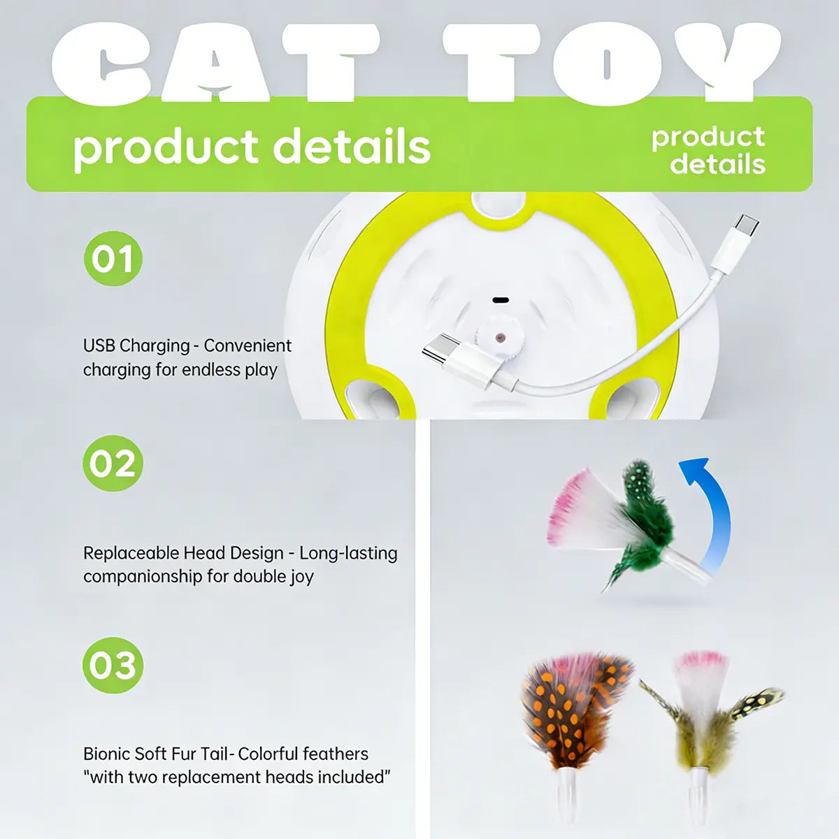 Whack a Mole Cat Toy - Automatic Feather Mice for Endless Fun!