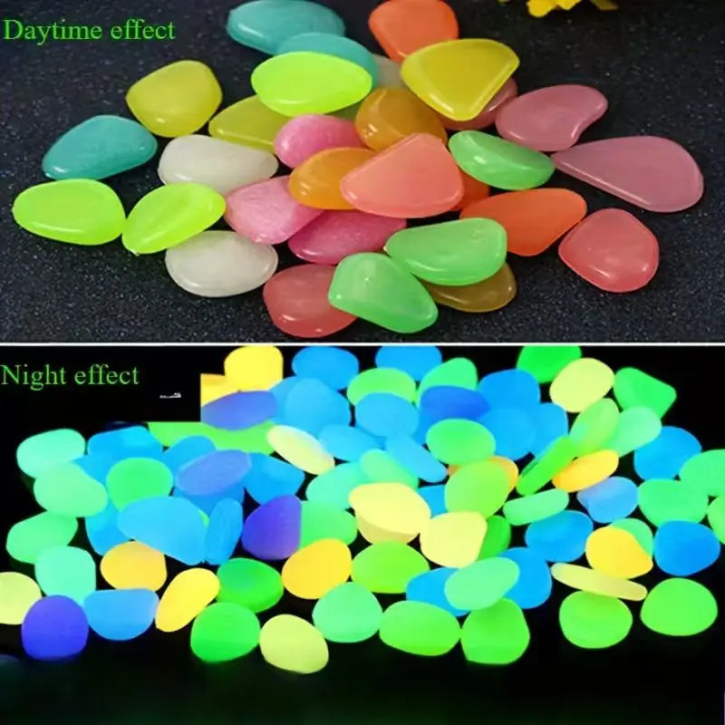 Glow-In-The-Dark Aquarium Stones - Fluorescent Resin Pebbles for Stunning Fish Tank & Garden Decor (100/200/600/1000 Pcs)