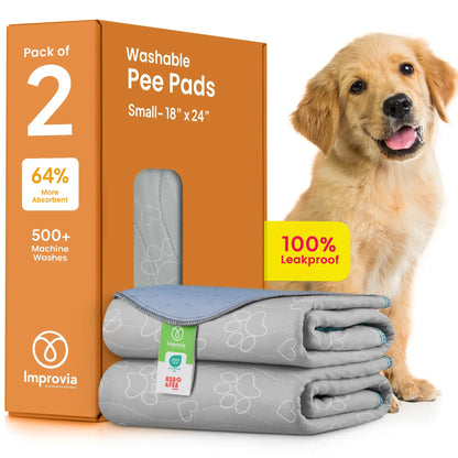 Improvia Washable Puppy Pads - Extra Absorbent & Leakproof Dog Training Pads - Waterproof & Quick Drying - Available in 4 Sizes for Ultimate Floor Protection