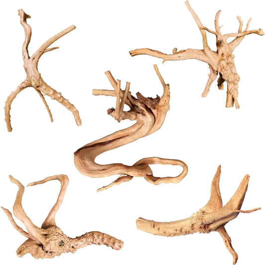 Premium Natural Driftwood Set for Aquariums - 5 Large Pieces (6''-10'') Perfect for Fish Tanks, Reptile Habitats & Air Plant Displays