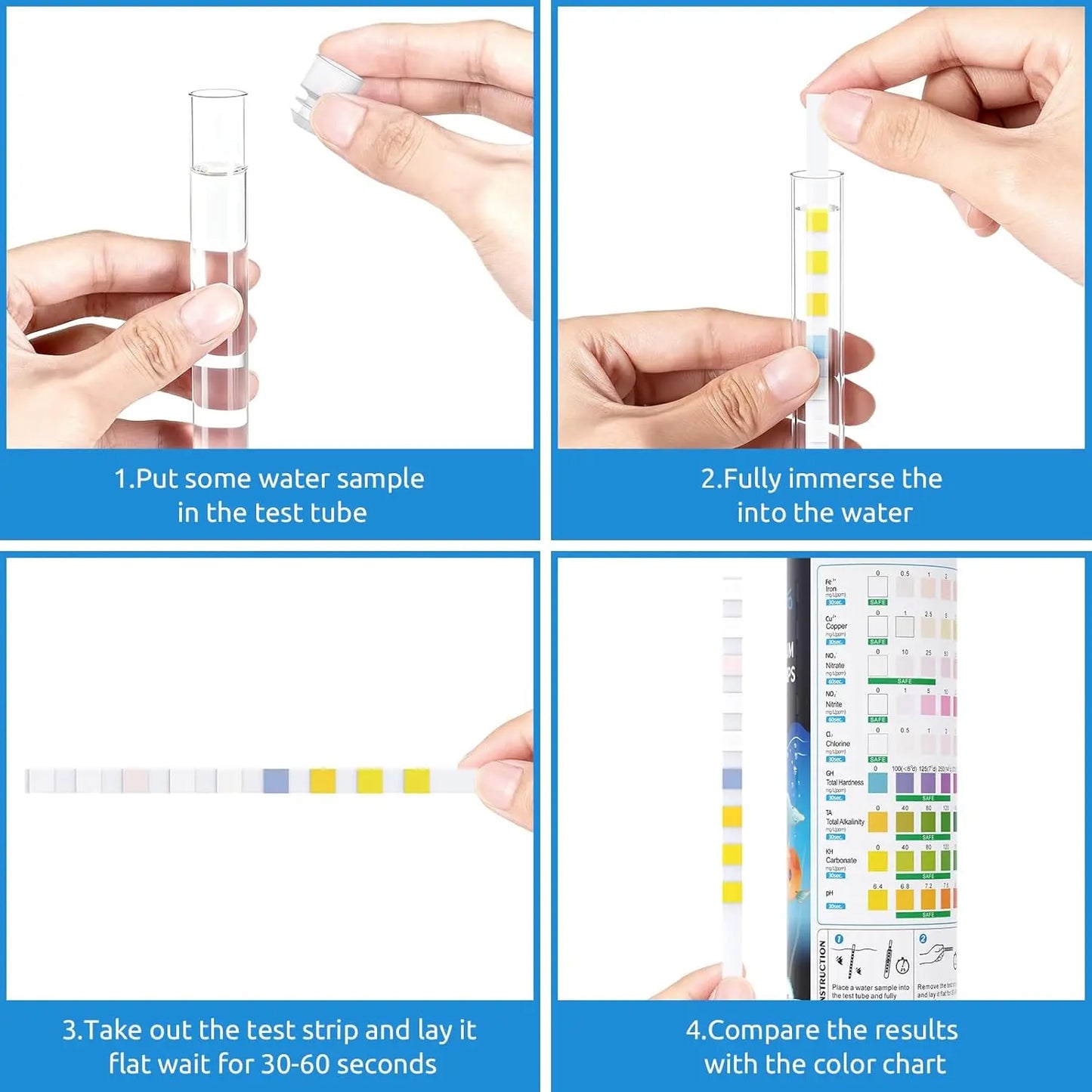 Comprehensive 9-In-1 Aquarium Test Strips - Fast & Accurate Water Testing for Ammonia, Nitrate, pH, Chlorine & More (65 & 135 Ct)
