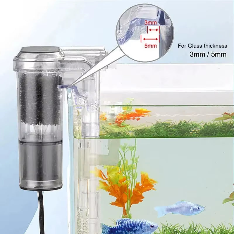 New Suspended Filter for Fish Tanks, Mini Filter, USB, 2.5W, 250H/L Suitable for Fish Tanks below 30Cm, Aquariums