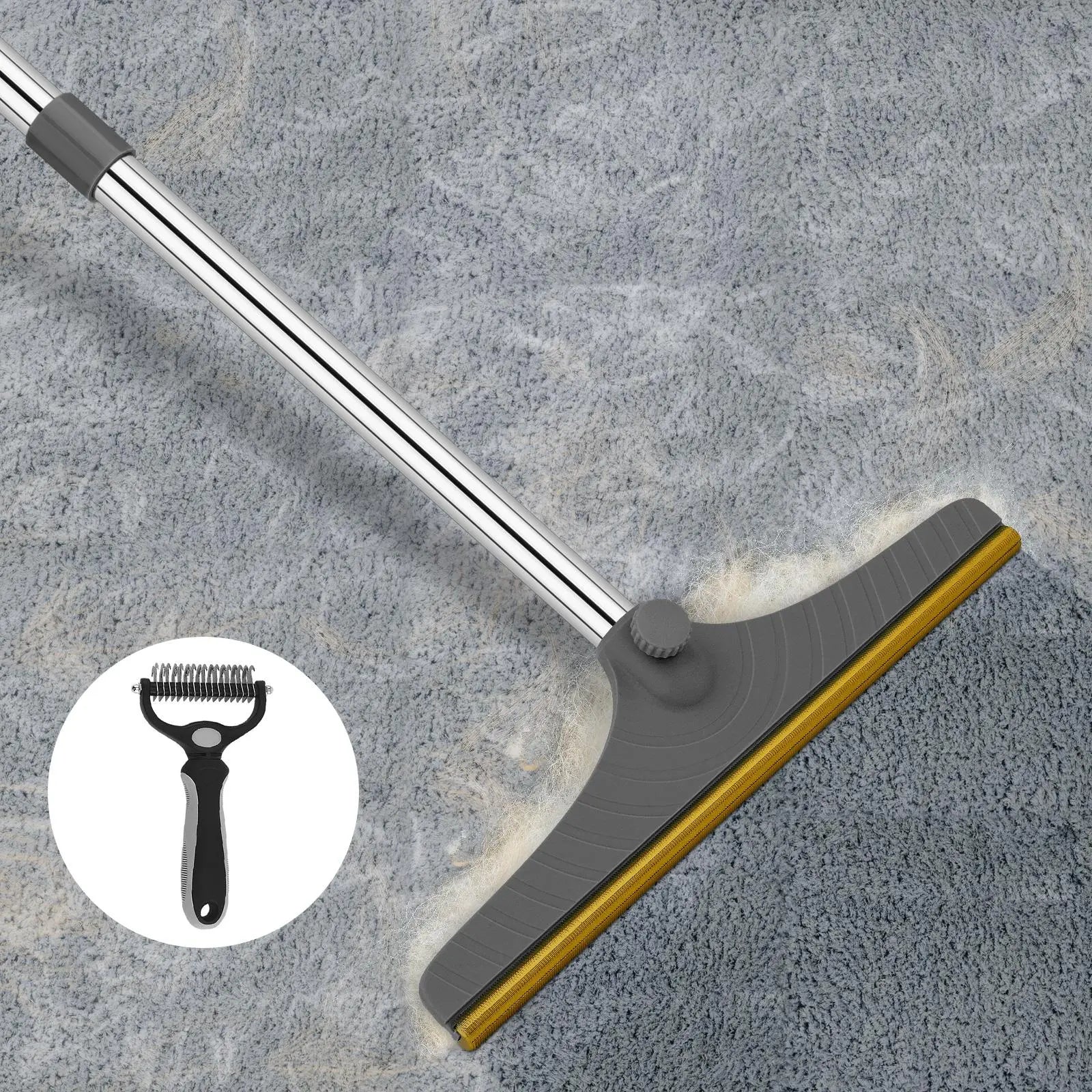 Adjustable Cat Hair Remover Brush - Ultimate Pet Hair Cleaning Tool for Carpets & Floors, Perfect Valentine’s Day Gift!