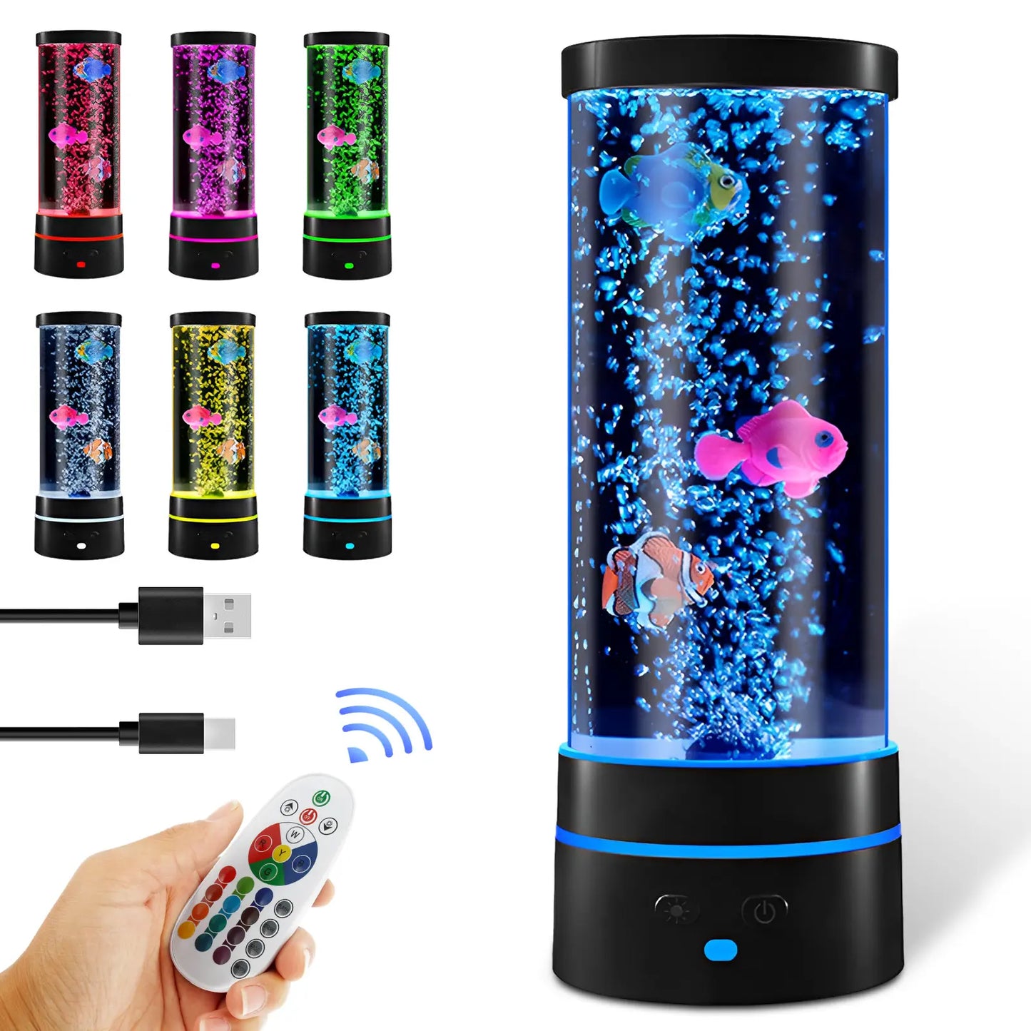 Colorful Bubble Fish Nightlight - Soothing Aquarium Lamp for Kids' Rooms, Living Room, and Parties