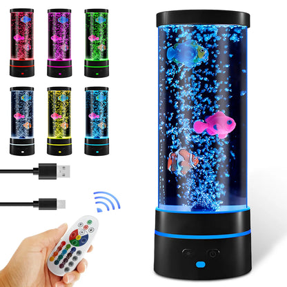 Colorful Bubble Fish Nightlight - Soothing Aquarium Lamp for Kids' Rooms, Living Room, and Parties
