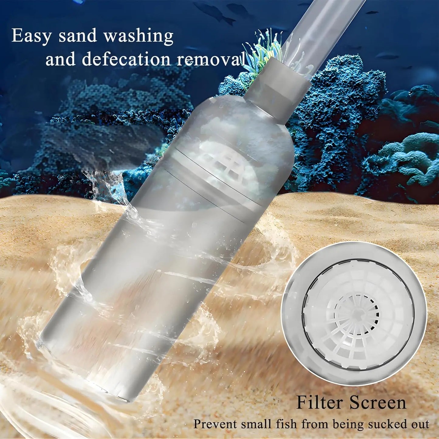 Premium Fish Tank Vacuum Gravel Cleaner - Multi-Functional Hand Siphon Pump for Easy Aquarium Water Changes & Debris Removal