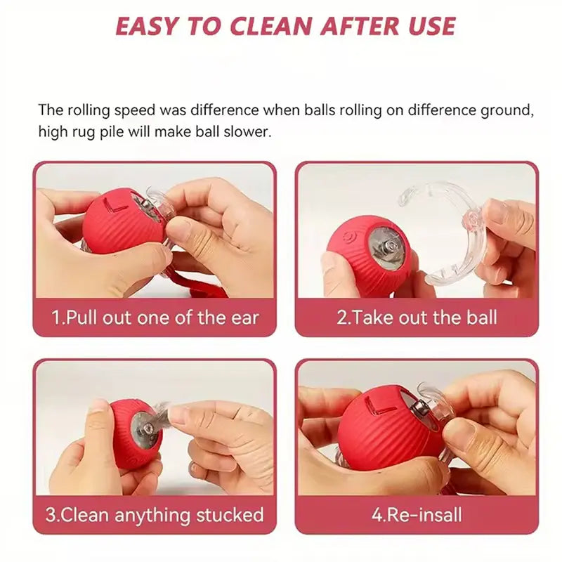 Interactive Silicone Pet Rolling Ball - Smart Obstacle Avoidance Toy with Colorful Plush Tail for Cats and Dogs