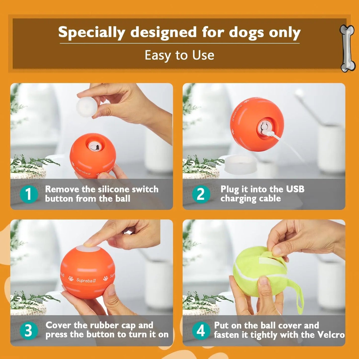 Upgraded Interactive Dog Ball - Durable Motion Activated Rolling Toy for All Dog Sizes, USB Rechargeable Fun!