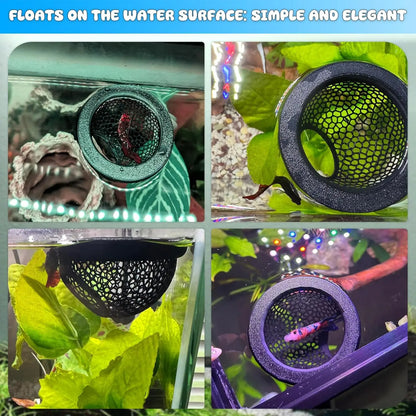 Floating Betta Hide & Shrimp Cave - Multi-Functional Hammock and Feeding Ring for Betta Fish, Shrimp & Small Aquatic Pets