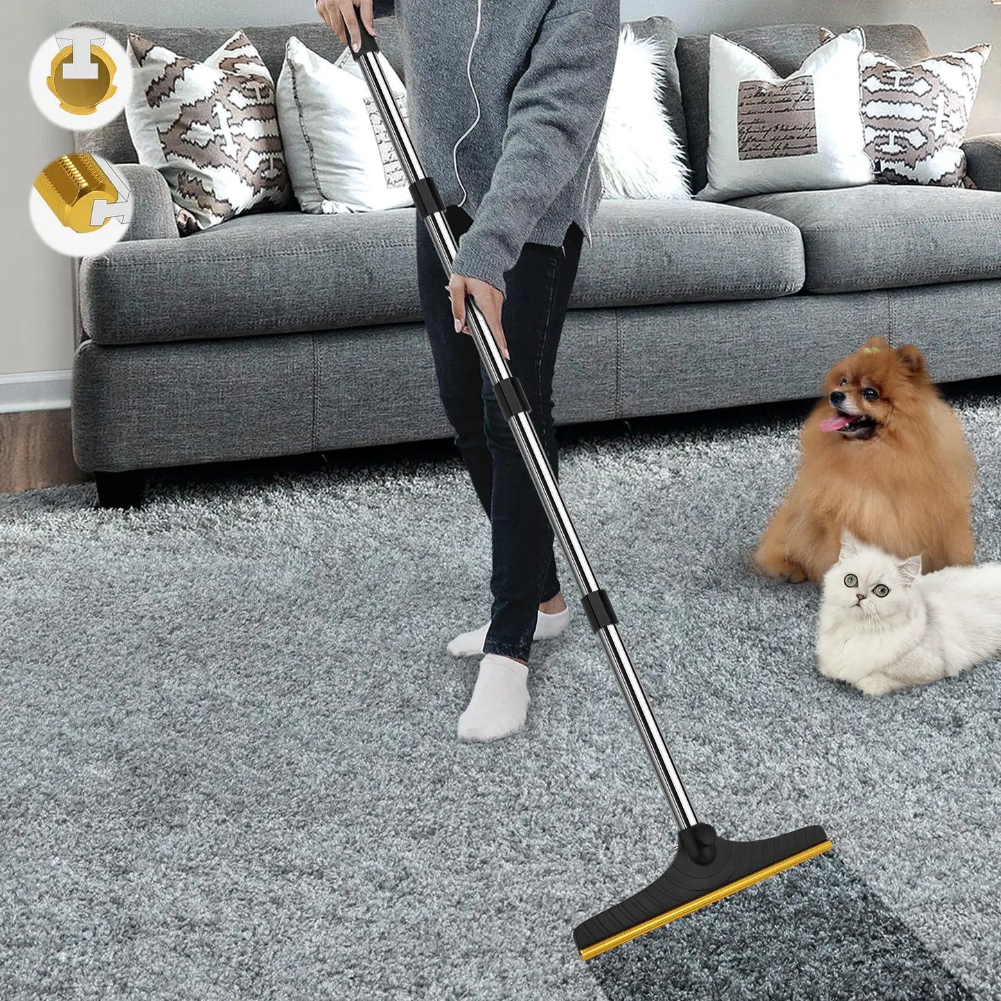 Adjustable Cat Hair Remover Brush - Ultimate Pet Hair Cleaning Tool for Carpets & Floors, Perfect Valentine’s Day Gift!