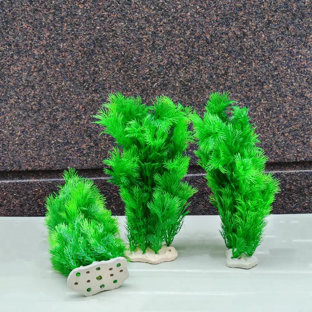 Vibrant 26Cm Artificial Basil Plant for Aquariums - Perfect for Freshwater & Saltwater Tanks with Sturdy Ceramic Base