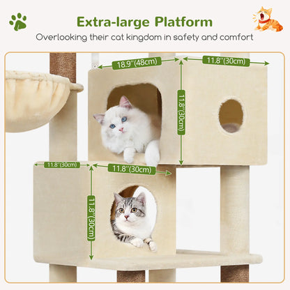 Globlazer S73 - Extra Large 73" Cat Tree Condo with Multi-Level Shelves & 5 Scratching Posts for Ultimate Cat Relaxation