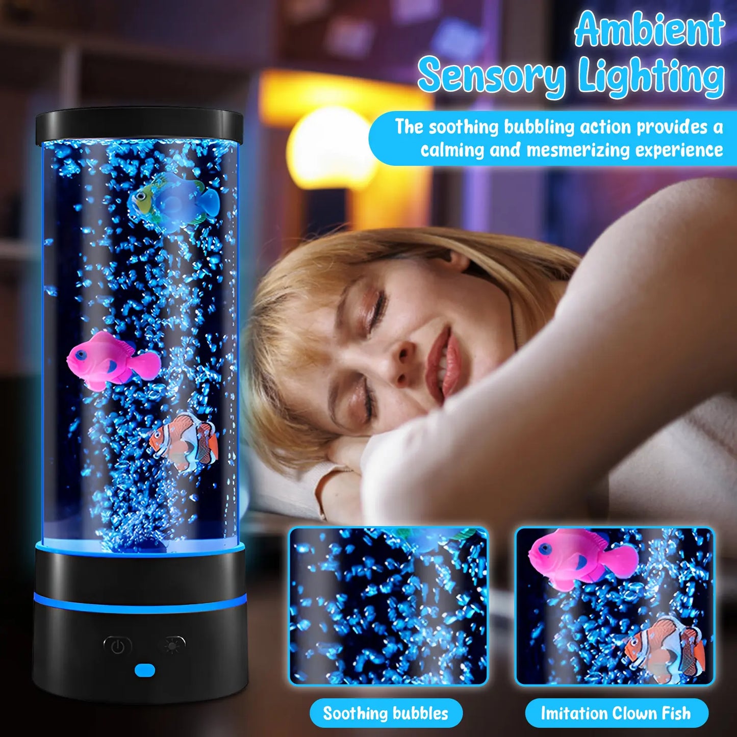 Colorful Bubble Fish Nightlight - Soothing Aquarium Lamp for Kids' Rooms, Living Room, and Parties