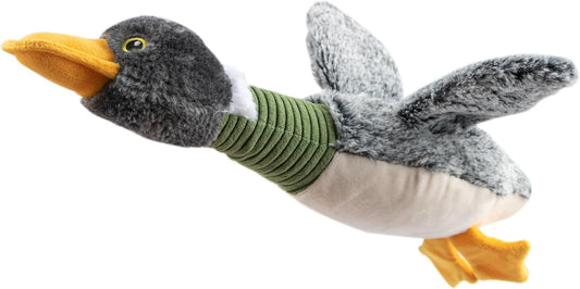 Interactive Squeaky Dog Chew Toy, Ideal Dog Toys for Chewers, Small, Medium & Large Dogs, and Fetch Lovers - Mallard Duck Wing (Gray), Small