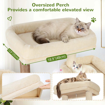 Globlazer S73 - Extra Large 73" Cat Tree Condo with Multi-Level Shelves & 5 Scratching Posts for Ultimate Cat Relaxation