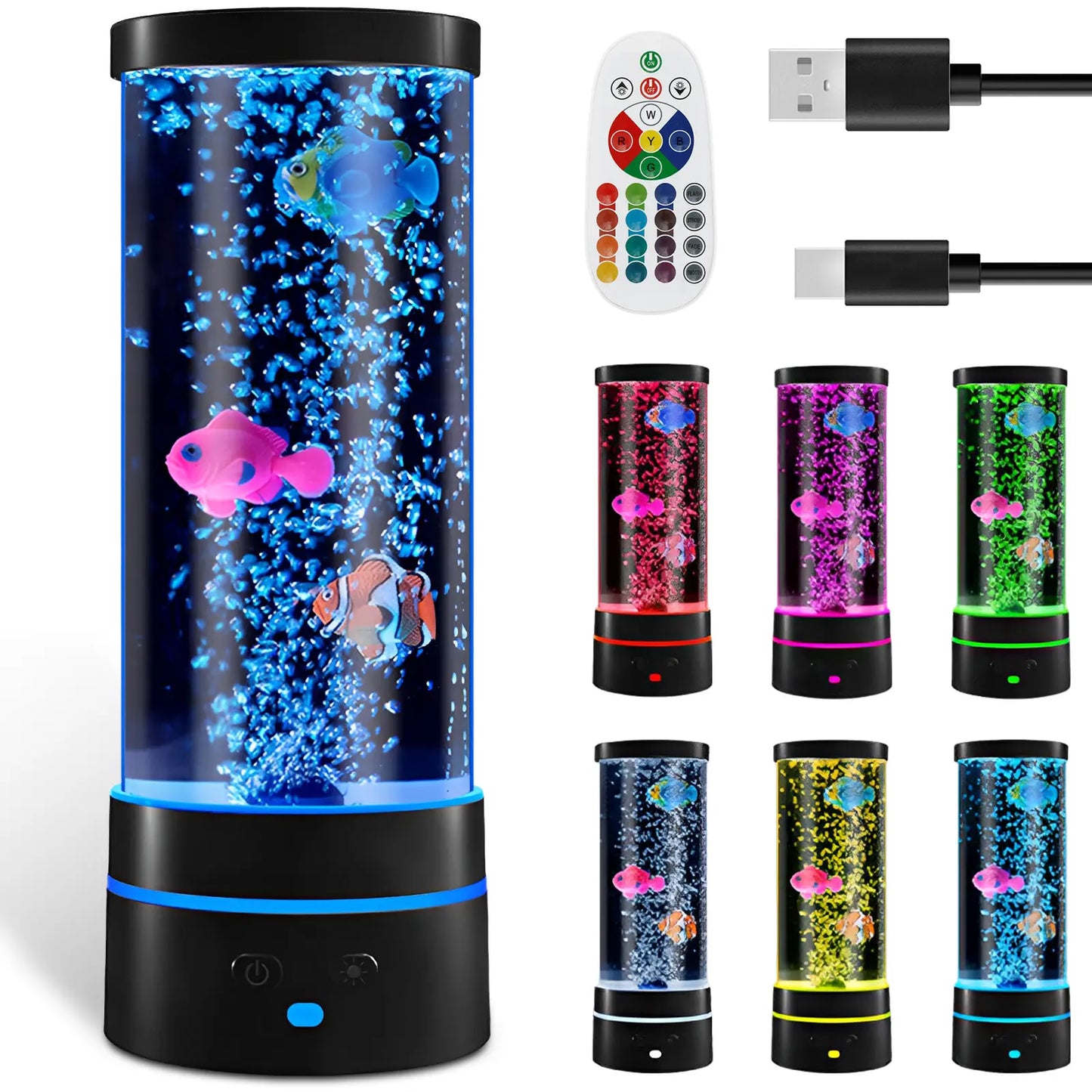 Colorful Bubble Fish Nightlight - Soothing Aquarium Lamp for Kids' Rooms, Living Room, and Parties