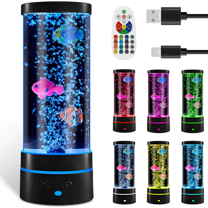 Colorful Bubble Fish Nightlight - Soothing Aquarium Lamp for Kids' Rooms, Living Room, and Parties