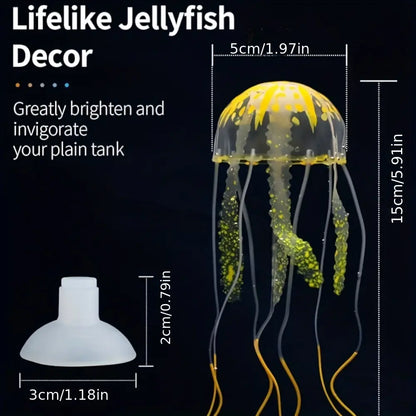 Vibrant Fluorescent Jellyfish Set of 3 - Stunning Aquarium Decor for LED Fish Tanks, Floating Realistic Ornaments