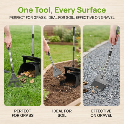 Heavy-Duty Stainless Steel Dog Pooper Scooper with 40" Long Handle, Swivel Bin, Rake, Spade, 20 Waste Bags & Hook - Perfect for All Dog Sizes!
