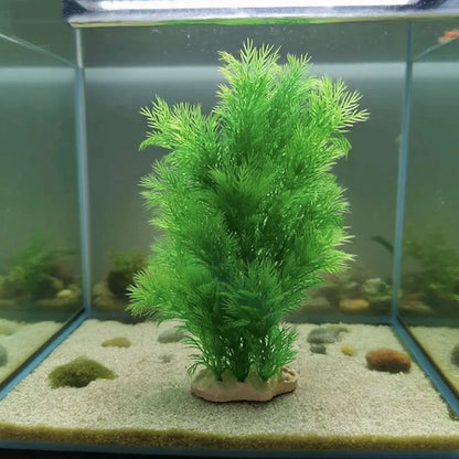 Vibrant 26Cm Artificial Basil Plant for Aquariums - Perfect for Freshwater & Saltwater Tanks with Sturdy Ceramic Base