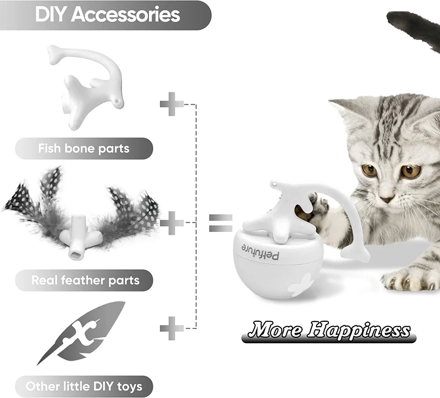 Interactive Fishbone Rolling Ball Cat Toy with Catnip - USB Rechargeable Kicker for Indoor Fun!