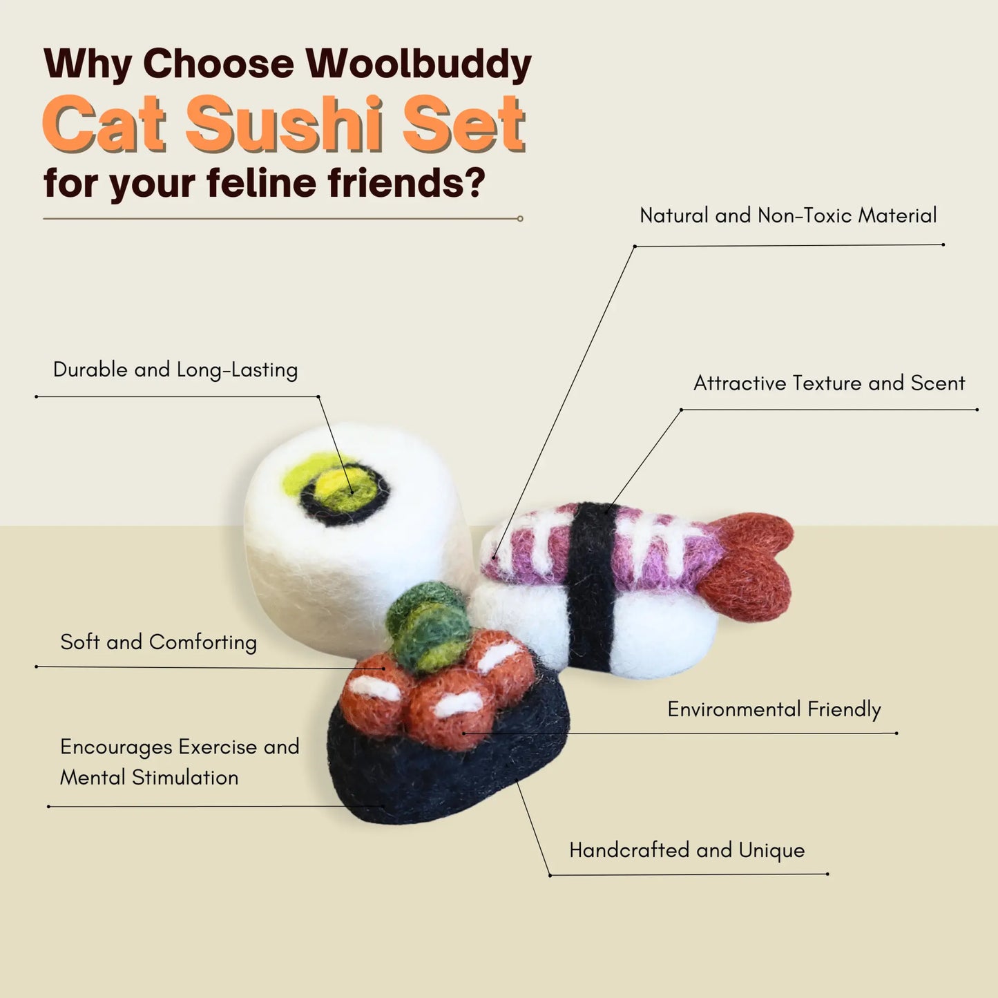 Soft Sushi Cat Toy Set - Fun & Engaging Playtime for Your Feline Friend!