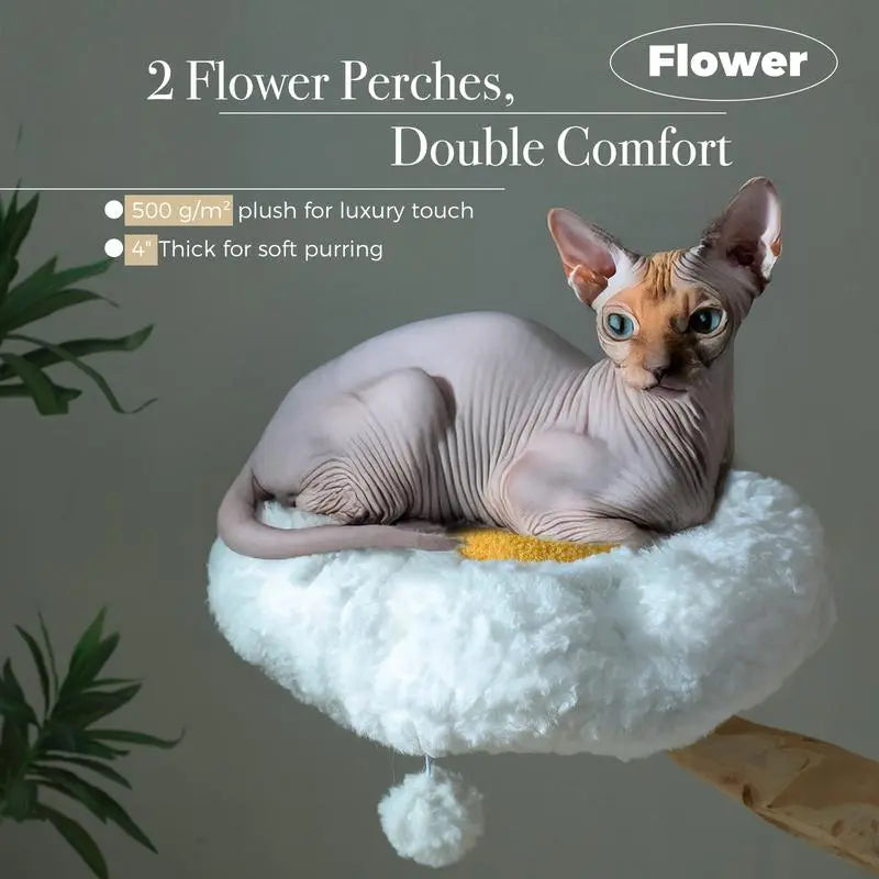 Elegant 59-Inch Luxury Wood Cat Tree with Condo & Hammock - Perfect Christmas Gift for Indoor Cats!