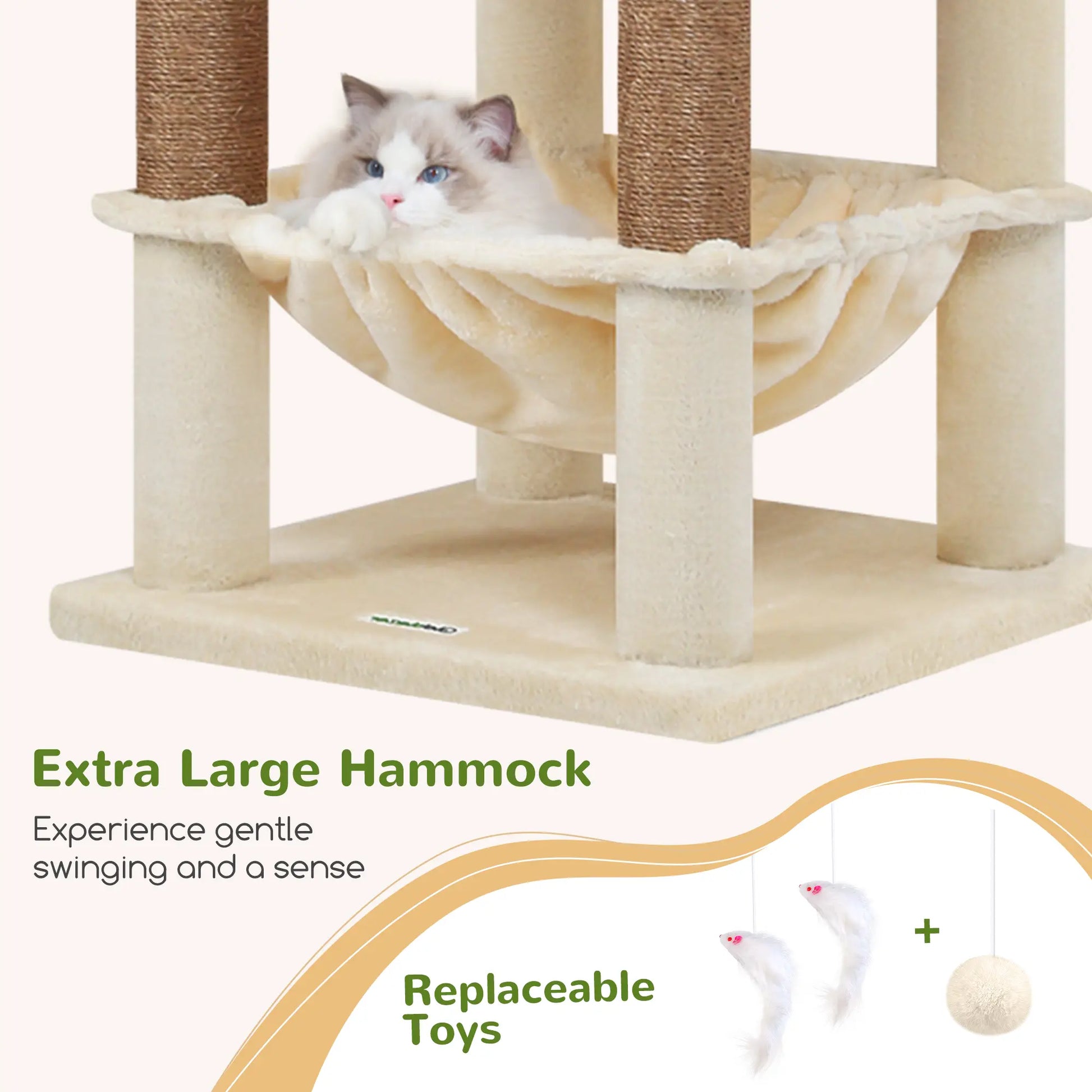 Globlazer S73 - Extra Large 73" Cat Tree Condo with Multi-Level Shelves & 5 Scratching Posts for Ultimate Cat Relaxation