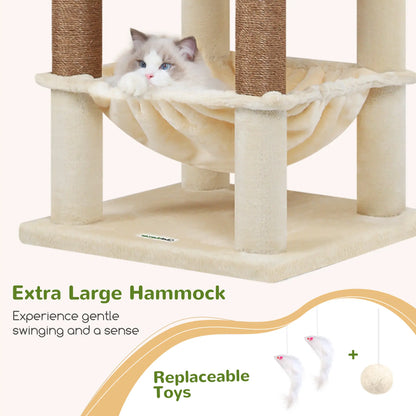 Globlazer S73 - Extra Large 73" Cat Tree Condo with Multi-Level Shelves & 5 Scratching Posts for Ultimate Cat Relaxation