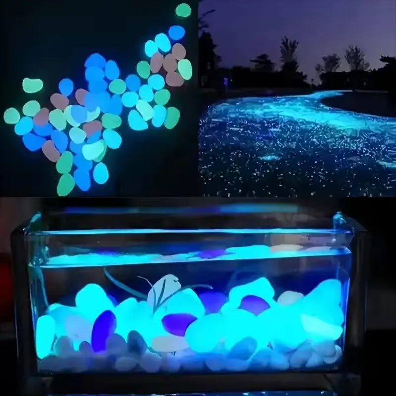 Glow-In-The-Dark Aquarium Stones - Fluorescent Resin Pebbles for Stunning Fish Tank & Garden Decor (100/200/600/1000 Pcs)