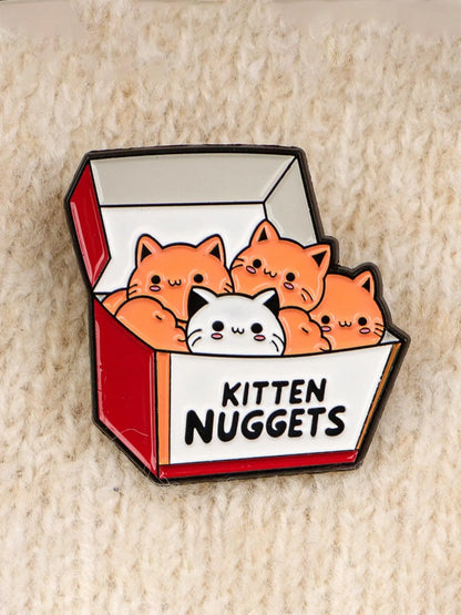 Adorable Kitten Nuggets Cat Food Box Badge - Perfect Gift for Cat Lovers and Trendy Pet Owners!