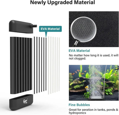 Hygger Non-Clogging Aquarium Bubble Tube - Premium EVA Air Bubbler for Nano Fish Tanks and Hydroponics