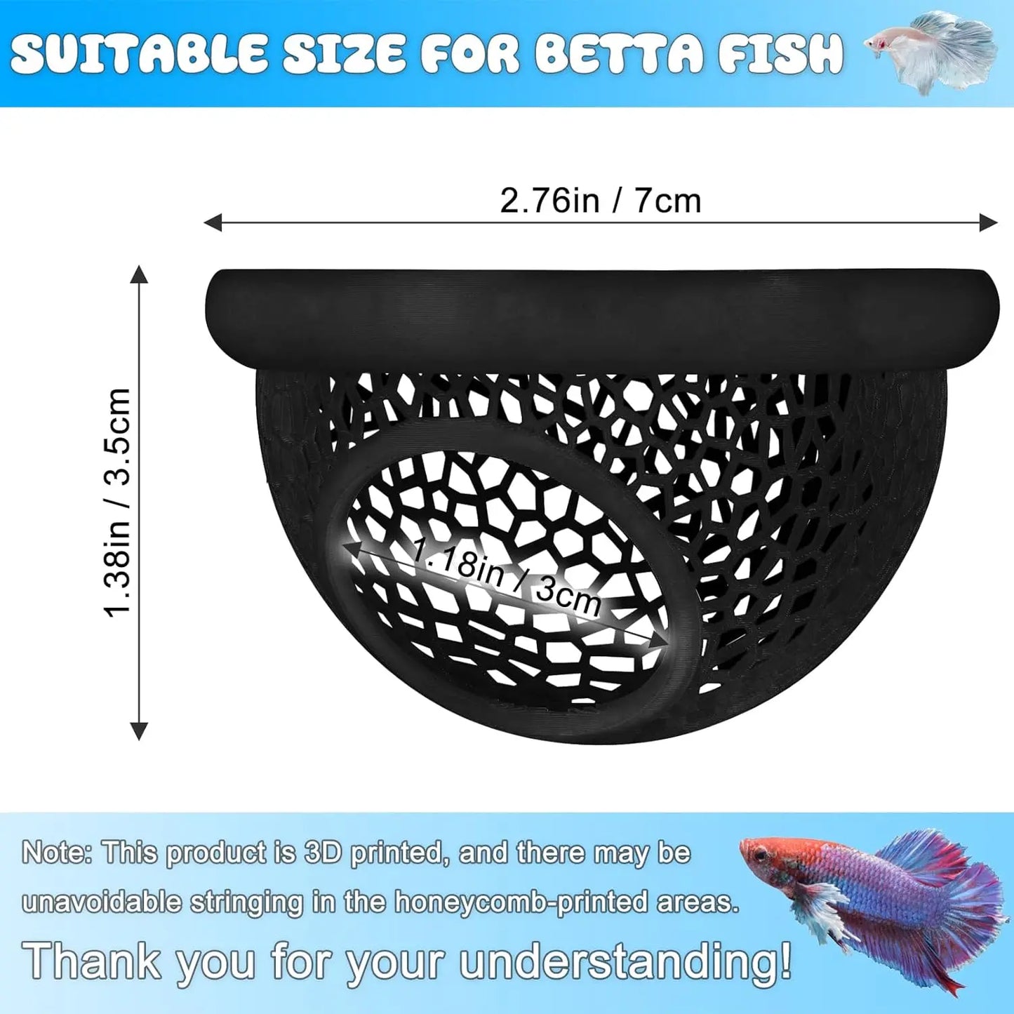 Floating Betta Hide & Shrimp Cave - Multi-Functional Hammock and Feeding Ring for Betta Fish, Shrimp & Small Aquatic Pets