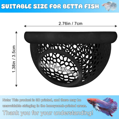 Floating Betta Hide & Shrimp Cave - Multi-Functional Hammock and Feeding Ring for Betta Fish, Shrimp & Small Aquatic Pets