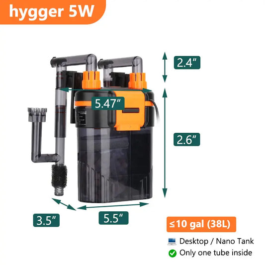 Hygger Ultra-Quiet Hang-On-Back Aquarium Filter with 3-Stage Filtration, Adjustable Flow & Oil Skimmer - Perfect for Healthy Fish Tanks!
