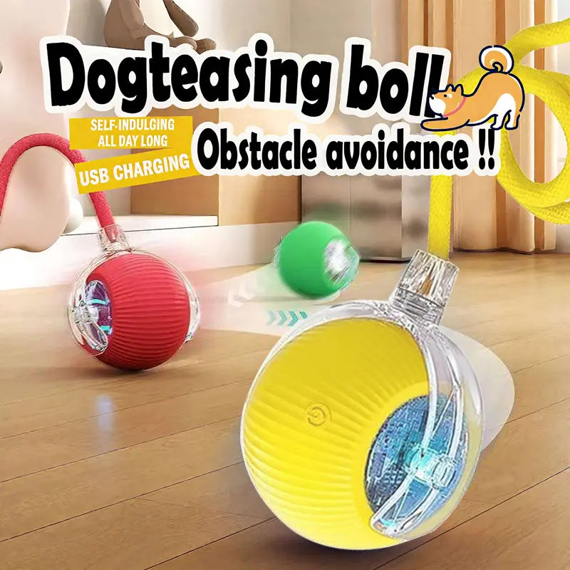 Rechargeable Rolling Ball for Dogs and Cats - Durable, Automatic, with Obstacle Avoidance for All Pet Sizes