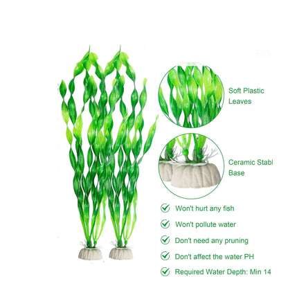 Realistic 11.75-Inch Artificial Aquarium Plants - Stunning Plastic Seaweed Decorations for Your Fish Tank