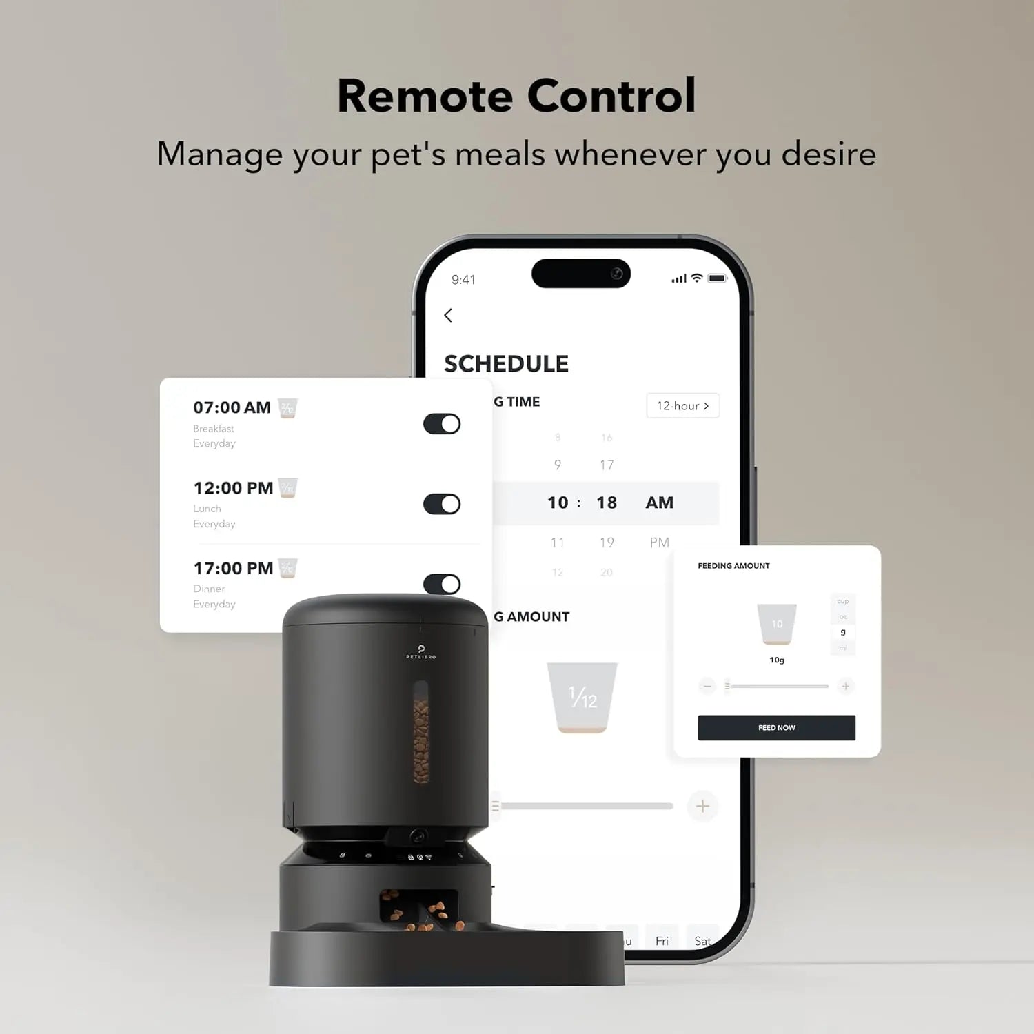 PETLIBRO 5L Automatic Cat Feeder with HD Camera & Night Vision - 2-Way Audio, 5G Wifi, Dual Tray, Alerts for Cats & Dogs - Perfect for Multi-Pet Households