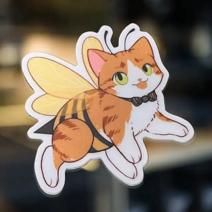 Adorable Orange Cat Bee Costume Sticker - Perfect for Cat Lovers!