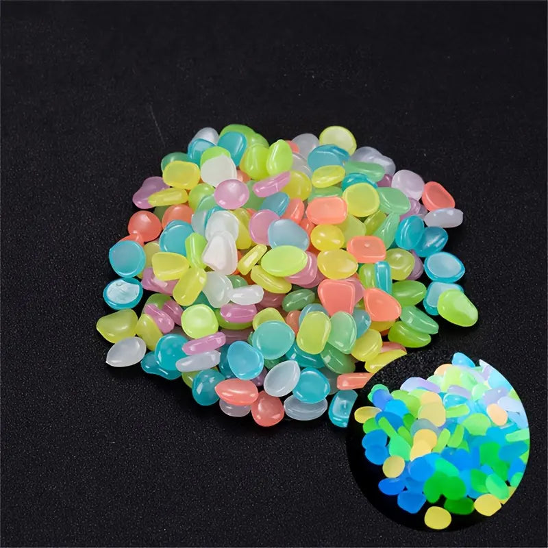 Glow-In-The-Dark Aquarium Stones - Fluorescent Resin Pebbles for Stunning Fish Tank & Garden Decor (100/200/600/1000 Pcs)