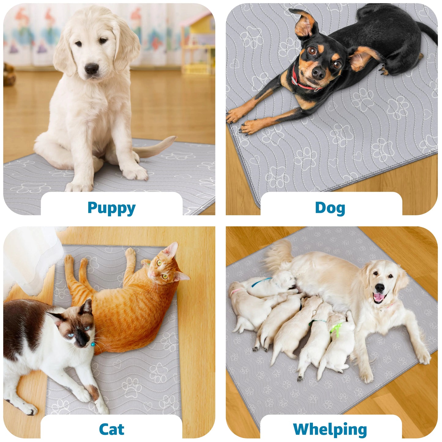 Improvia Washable Puppy Pads - Extra Absorbent & Leakproof Dog Training Pads - Waterproof & Quick Drying - Available in 4 Sizes for Ultimate Floor Protection