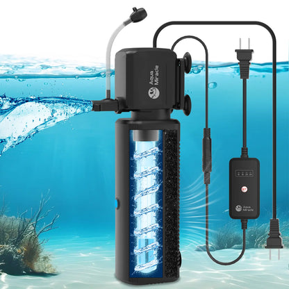 Aquamiracle U-V Light Aquarium Filter with Timer & Aeration - Perfect for Crystal Clear Fish Tanks and Turtles!