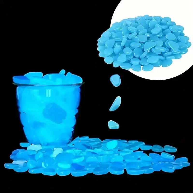 Glow-In-The-Dark Aquarium Stones - Fluorescent Resin Pebbles for Stunning Fish Tank & Garden Decor (100/200/600/1000 Pcs)